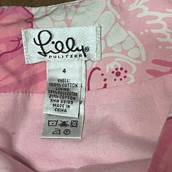 Vintage Lilly Pulitzer White Label Pink Hibiscus Floral A-Line Mini Skirt 4 - Picture 4 of 7